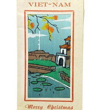 Load image into Gallery viewer, Vintage Vietnam Handpainted Silk Christmas Card
