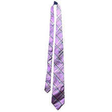 Load image into Gallery viewer, IKE BEHAR NEW YORK Necktie Mens Silk Plaid Lavender Blue Formal Career
