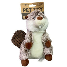 Load image into Gallery viewer, Beaver Dog Toy Metropawlin Pet 8 Inch Crinkle Corduroy Tail  Plush Squeaker

