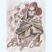 Load image into Gallery viewer, Beautiful Soul Shirt Men's Medium Y2K Script Grunge Roses Skull Spell Out White
