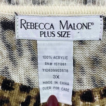 Load image into Gallery viewer, Rebecca Malone Sweater Womens 3XL Leopard Beaded AOP Mature Career Office
