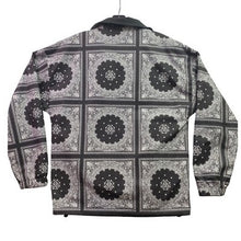 Load image into Gallery viewer, Romwe Jacket Womens Medium Black Bandana Full Zip Reversible Lightweight NWT
