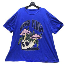 Load image into Gallery viewer, Good Vibes Shirt Mens 2XL Skull Mushroom Trippy Hippie Royal Blue Streetwear
