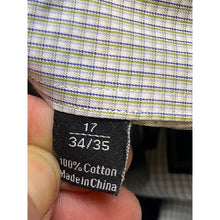 Load image into Gallery viewer, David Donahue Shirt Mens 34/35 Checkered Button Down Long Sleeve Green &amp; Navy
