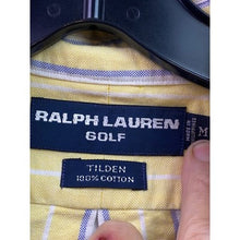 Load image into Gallery viewer, Ralph Lauren Golf Shirt Mens Medium Button Down Yellow Stripe Tilden Preppy
