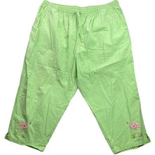 Load image into Gallery viewer, Jane Ashley Pants Womans 2XL Flamingo Embroidered Sequin Capri Mature Beachy
