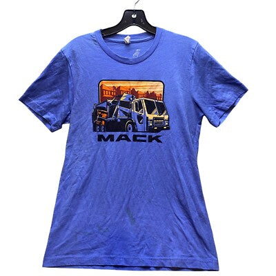 Mack Shirt Womens Medium Heathered Trucker Rugged Workwear Graphic USA Blue