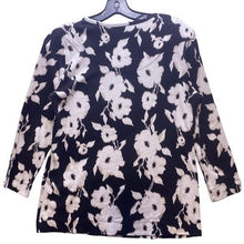 Load image into Gallery viewer, Chico's Shirt Womens Medium Black White Bloomcore Pima Cotton Mature Buttons
