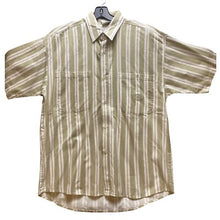 Load image into Gallery viewer, Pacific Coast Highway Shirt Mens Medium Striped Short Sleeve White &amp; Taupe
