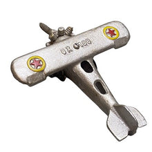 Load image into Gallery viewer, Cast Iron Airplane Toy Silver Biplane

