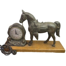 Load image into Gallery viewer, Vintage Galter Products Co Spartus Mantel Clock Electric Horse Country Western
