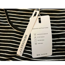 Load image into Gallery viewer, Merokeety Shirt Womens Small Striped Puff Sleeve Square Neck Baby Doll Tee NWT
