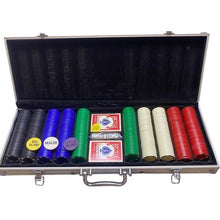 Load image into Gallery viewer, 500 Piece Poker Set with Case Chips Cards Dice Dealer Blind Buttons Holdem Game
