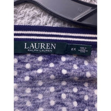 Load image into Gallery viewer, Ralph Lauren Sweater Womens 2XL Polka Dot V-Neck Pullover Cold Shoulder Mature
