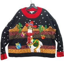 Load image into Gallery viewer, Llama Ugly Christmas Sweater Womens 2XL Embroidered Festival Pull Over Holiday
