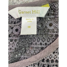 Load image into Gallery viewer, Garnet Hill Blouse Womens 16 Tank Sleeveless Gray Crochet Boho Flowy Festival

