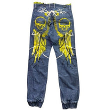 Load image into Gallery viewer, KappAhi Jeans Women 10 Skulls AOP Grunge Punk Rock Skate Hip Hop Streetwear
