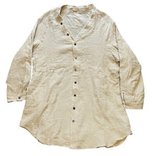 Load image into Gallery viewer, Gauzy Shirt Womens Small Beige Button Down Costal Beachy Swimsuit Cover-up NWT
