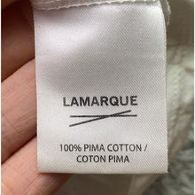 Load image into Gallery viewer, LAMARQUE Shirt Womens Large Ivory Pima Cotton Plunge Neck Cinched Bow Festival
