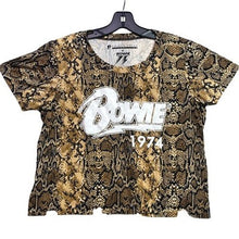 Load image into Gallery viewer, Prince Peter X David Bowie Shirt Womens Medium Snakeskin Grunge Crop Punk Rock
