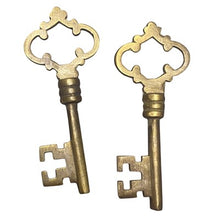 Load image into Gallery viewer, 2 Brass Skeleton Keys 3&quot; long

