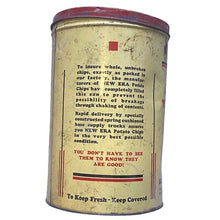 Load image into Gallery viewer, Vintage New Era Potato Chips Advertising Tin Can Nicolay Dancey Art Deco Red Lid
