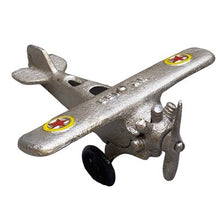 Load image into Gallery viewer, Cast Iron Airplane Toy Silver Biplane
