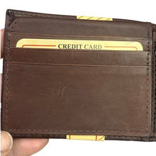 Load image into Gallery viewer, Genuine Leather Bi Fold Wallet Dark Brown Hand Crafted Zipper Coin Pocket
