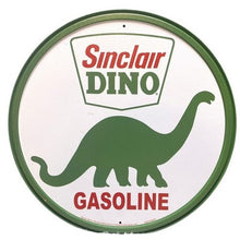 Load image into Gallery viewer, Sinclair Dino Gasoline Sign Green Dinosaur Round Metal Decor
