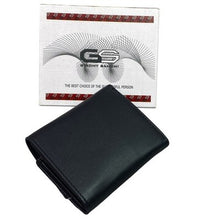 Load image into Gallery viewer, Mens Black Leather Trifold Wallet CN 868 NIB
