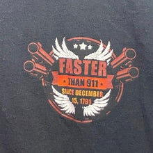 Load image into Gallery viewer, Faster Than 911 Shirt Mens 2XL Black Pro Gun Grunge Street 2nd Amendment
