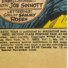 Load image into Gallery viewer, 1969 Fantastic Four #89 Comic Book Marvel Comics Silver Age Vintage
