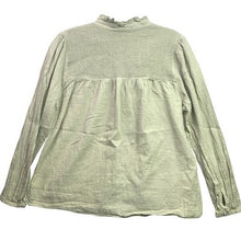 Load image into Gallery viewer, J.Crew Blouse Womens Medium Sage Green Fairycore Gauze Smocked Ruffle
