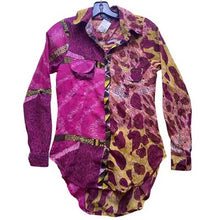 Load image into Gallery viewer, OPPA Blouse Womens Small Patchwork Leopard Cheeta Pink Cut Out Back Sheer NWT
