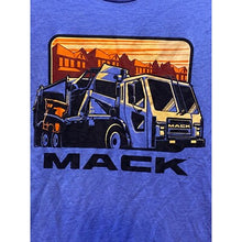 Load image into Gallery viewer, Mack Shirt Womens Medium Heathered Trucker Rugged Workwear Graphic USA Blue
