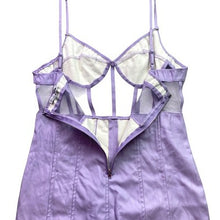 Load image into Gallery viewer, Fashion Nova Dress Womens Large Lavender Bodycon Mesh Corset Mini Festival
