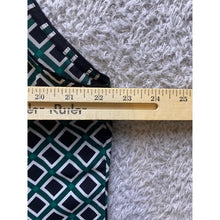 Load image into Gallery viewer, White House Black Market Blouse Extra Large Geometric Black &amp; Green Old Money
