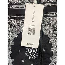 Load image into Gallery viewer, Romwe Jacket Womens Medium Black Bandana Full Zip Reversible Lightweight NWT
