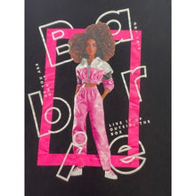 Load image into Gallery viewer, Barbie Shirt Womens Extra Large Black Pink Everyday Spell Out AOP Streetwear

