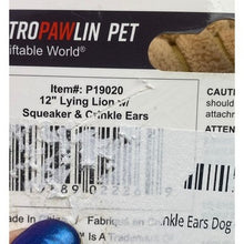 Load image into Gallery viewer, Lion Dog Toy Squeaker Corduroy 12" long Metro PawLin Pet
