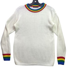 Load image into Gallery viewer, Boohoo Sweater Womens Medium Rainbow Preppy Academia Career Office Streetwear
