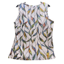 Load image into Gallery viewer, Wiholl Tank Womens Large Leaf Sleeveless V-Neck Rainbow Leaf Nature AOP NWT
