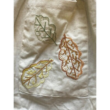 Load image into Gallery viewer, Fall Apron Womens One Size Embroidered Adjustable Tie Back Tan Light Leaves
