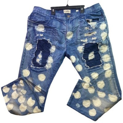 FWDR Denim Jeans Mens 44x32 Bleached Distressed Ripped Thrashed Baggy Y2K Grunge