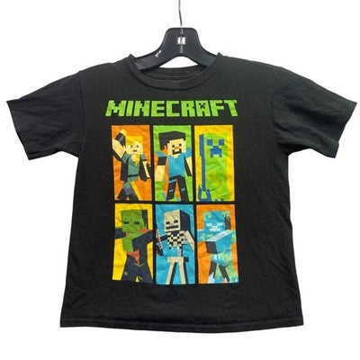 Mojang Minecraft Shirt Boys Small Black Movie Gamer AOP Everyday Streetwear