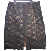 Load image into Gallery viewer, Black Lace Skirt Womens 12 Lined Old Money Career Office Cocktail Party
