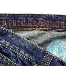 Load image into Gallery viewer, AZZURE Love Life Jeans Mens 40x34 Embroidered Baggy Y2K Hip Hop Streetwear
