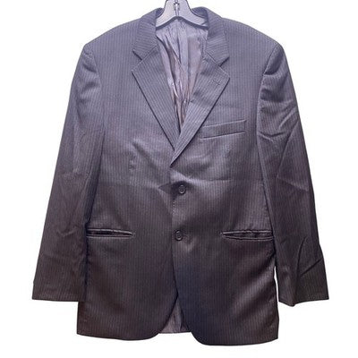 Luigi Buratti Sport Coat Mens 42R Black Pinstripe Blazer Italy Super 130's