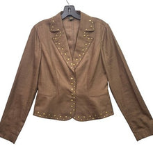 Load image into Gallery viewer, Grace Elements Blazer Womens 4 Brown Western Studded Jacket Career Professional
