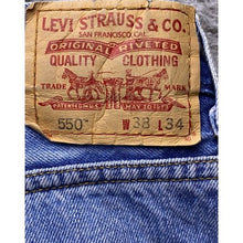 Load image into Gallery viewer, Levi&#39;s 550 Jeans Mens 38x34 Blue Denim Relaxed Fit Straight Leg Streetwear
